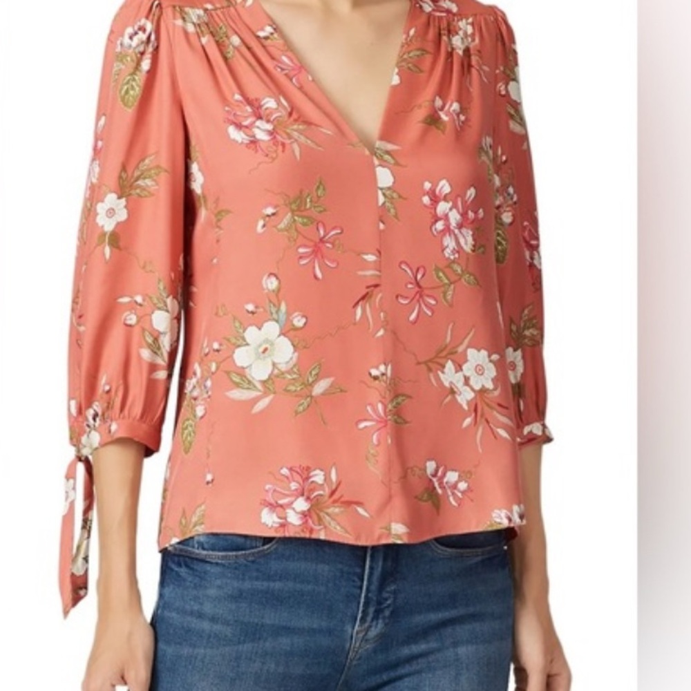 Rebecca Taylor Floral Blouse - Coral Pink